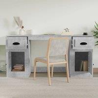Berkfield Home Elegant Desk with Cabinet Concrete Grey Engineered Wood