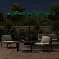 Berkfield Home Elegant Double-Head Parasol with LEDs Green 316x240 cm