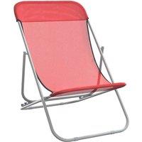 Berkfield Home Beautiful Folding Beach Chairs 2 pcs Red Textilene&Powder-coated Steel