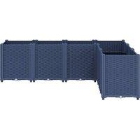 Berkfield Home Beautiful Garden Planter Blue Grey 160x120x53 cm PP in Dark Blue | Size: 160 x 120 x 53 cm
