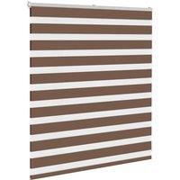 Berkfield Home Elegant Zebra Blind Brown 125x100 cm Fabric Width 120.9 cm Polyester