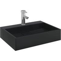 Berkfield Home Sturdy Wash Basin 50x38x11 cm Mineral Cast/Marble Cast Matt Black | Size: 50 x 38 x 11 cm