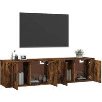 Berkfield Home Classic Wall-mounted TV Cabinets 2 pcs Smoked Oak 80x34.5x40 cm in Brown