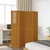 Berkfield Home Room Divider 4 Panels Brown Solid Wood Paulownia