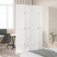 Berkfield Home Room Divider 4 Panels White Solid Wood Paulownia