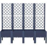 Berkfield Home Garden Planter with Trellis Blue Grey 160x40x142 cm PP | Size: 160 x 40 x 142 cm
