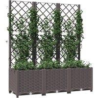 Berkfield Home Garden Planter with Trellis Brown 120x40x136 cm PP | Size: 120 x 40 x 136 cm