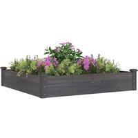 Berkfield Home Garden Raised Bed with Liner Grey 120x120x25 cm Solid Wood Fir | Size: 120 x 120 x 25 cm