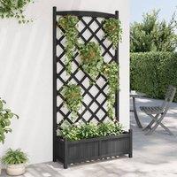 Berkfield Home Planter with Trellis Black Solid Wood Fir