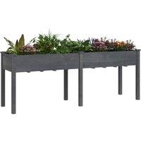 Berkfield Home Planter with Liner Grey 203x53x76 cm Solid Wood Fir | Size: 203 x 53 x 76 cm