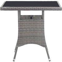 Berkfield Home Garden Table Grey 80x80x74 cm Poly Rattan | Size: 80 x 80 x 74 cm