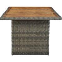 Berkfield Home Garden Table Brown Poly Rattan & Solid Acacia Wood