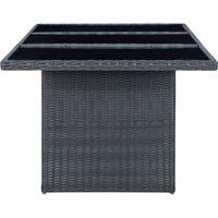 Berkfield Home Garden Table Dark Grey Poly Rattan & Tempered Glass