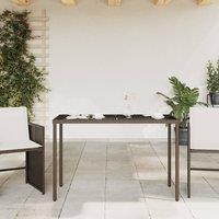 Berkfield Home Garden Table with Glass Top Brown 115x54x74 cm Poly Rattan | Size: 115 x 54 x 74 cm