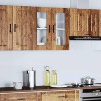 Berkfield Home Kitchen Wall Cabinet with Glass Door Porto Old Wood in Brown