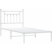 Berkfield Home Metal Bed Frame with Headboard White 90x190 cm Single