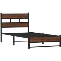 Berkfield Home Metal Bed Frame without Mattress Brown Oak 100x200 cm