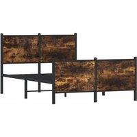 Berkfield Home Metal Bed Frame without Mattress Smoked Oak 120x190 cm Small Double in Brown