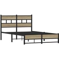 Berkfield Home Metal Bed Frame without Mattress Sonoma Oak 120x200 cm in Brown | Size: Small Double