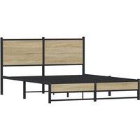 Berkfield Home Metal Bed Frame without Mattress Sonoma Oak 150x200 cm King Size in Light Brown