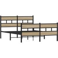 Berkfield Home Metal Bed Frame without Mattress Sonoma Oak 150x200 cm King Size in Brown