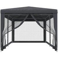 Berkfield Home Party Tent with 6 Mesh Sidewalls Anthracite 3x6 m HDPE in Charcoal