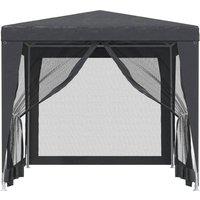 Berkfield Home Party Tent with 4 Mesh Sidewalls Anthracite 2.5x2.5 m HDPE in Black