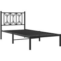 Berkfield Home Metal Bed Frame without Mattress with Headboard Black 90x190cm | Size: 90x190 cm