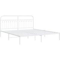 Berkfield Home Metal Bed Frame without Mattress with Headboard White 183x203cm | Size: 183x203 cm
