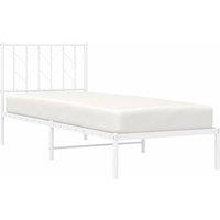Berkfield Home Metal Bed Frame without Mattress with Headboard White 80x200cm | Size: 80x200 cm