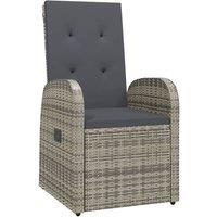 Berkfield Home Reclining Garden Chairs with Cushions 2 pcs Grey Poly Rattan