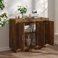 Berkfield Home Sideboard Smoked Oak 92x35x75 cm Engineered Wood in Brown | Size: 92 x 35 x 75 cm