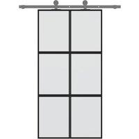 Berkfield Home Sliding Door Black 102.5x205 cm Tempered Glass & Aluminium