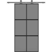 Berkfield Home Sliding Door Black 102.5x205 cm Tempered Glass & Aluminium