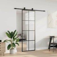 Berkfield Home Sliding Door with Hardware Set Black 76x205 cm ESG Glass