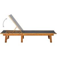 Berkfield Home Sun Lounger Solid Acacia Wood & Textilene in Brown