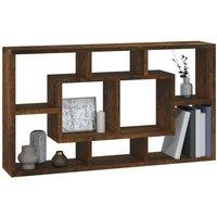 Berkfield Home Wall Display Shelf 8 Compartments Smoked Oak in Brown