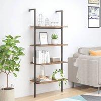 Berkfield Home 4-Tier Leaning Shelf Dark Brown & Black 64x35x152.5 cm