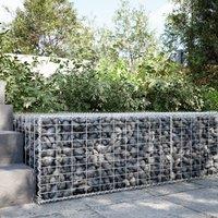 Berkfield Home Gabion Basket with Cover 100x100x50 cm Galvanised Iron in Silver | Size: 100 x 100 x 50 cm