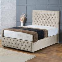 BSSPOKE Mulberry Ottoman Divan Bed Plush Velvet 54 Headboard & Mattress in Cream | Size: Small Double
