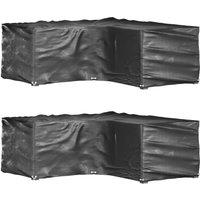 Berkfield Home L-Shaped Garden Furniture Covers 2 pcs 16 Eyelets 215x215x70 cm in Black | Size: 215 x 215 x 70 cm