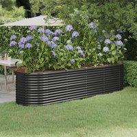 Berkfield Home Garden Raised Bed Powder-coated Steel 296x80x68 cm Anthracite in Black | Size: 296 x 80 x 68 cm