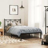 Berkfield Home Metal Bed Frame without Mattress with Headboard Black 107x203cm | Size: 107x203 cm