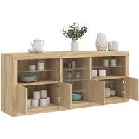 Berkfield Home Sideboard with LED Lights Sonoma Oak 162x37x67 cm in Brown | Size: 162 x 37 x 67 cm