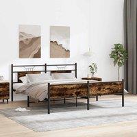 Berkfield Home Metal Bed Frame without Mattress Smoked Oak 160x200 cm in Brown