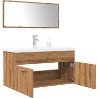 Berkfield Home 3 Piece Bathroom Furniture Set Artisan Oak Engineered Wood in Brown