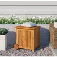Berkfield Home Garden Storage Box with Wheels 60x50x58 cm Solid Wood Acacia in Brown | Size: 60 x 50 x 58 cm