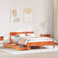Berkfield Home Bed Frame without Mattress Wax Brown 120x200 cm Solid Wood Pine | Size: Small Double