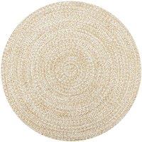 Berkfield Home Handmade Rug Jute White & Natural 120 cm | Size: 100 cm diameter