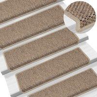 Berkfield Home Stair Mats Self-adhesive Sisal-Look 15 pcs 65x21x4 cm Sand in Beige | Size: Medium